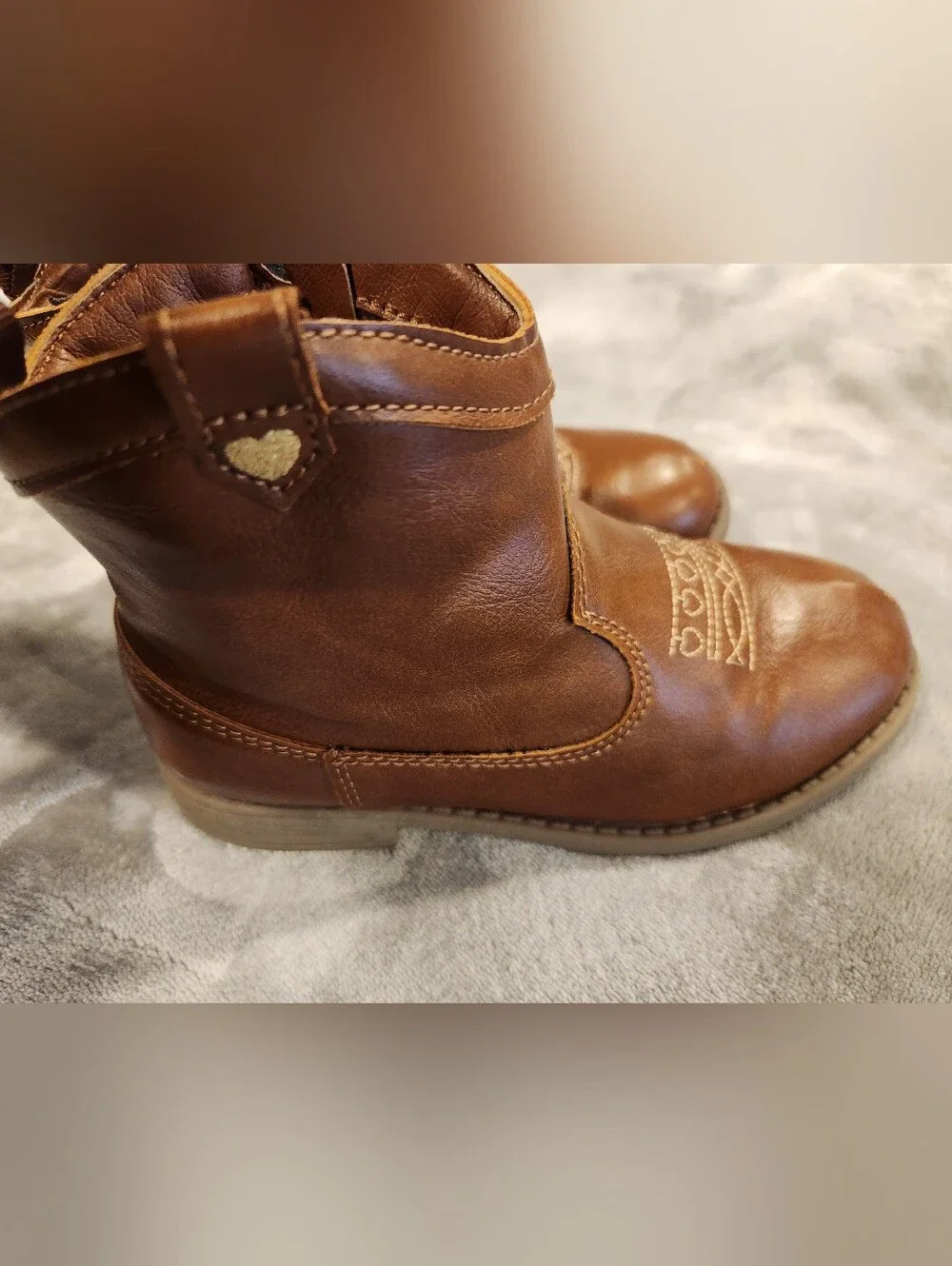 Free W/Bundle Kids Brown Western Pull-On Boots, Size 12